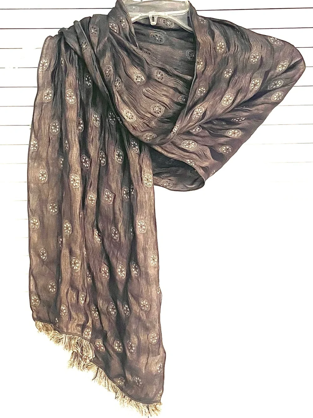 Vintage! Embroidered Silk Scarf!